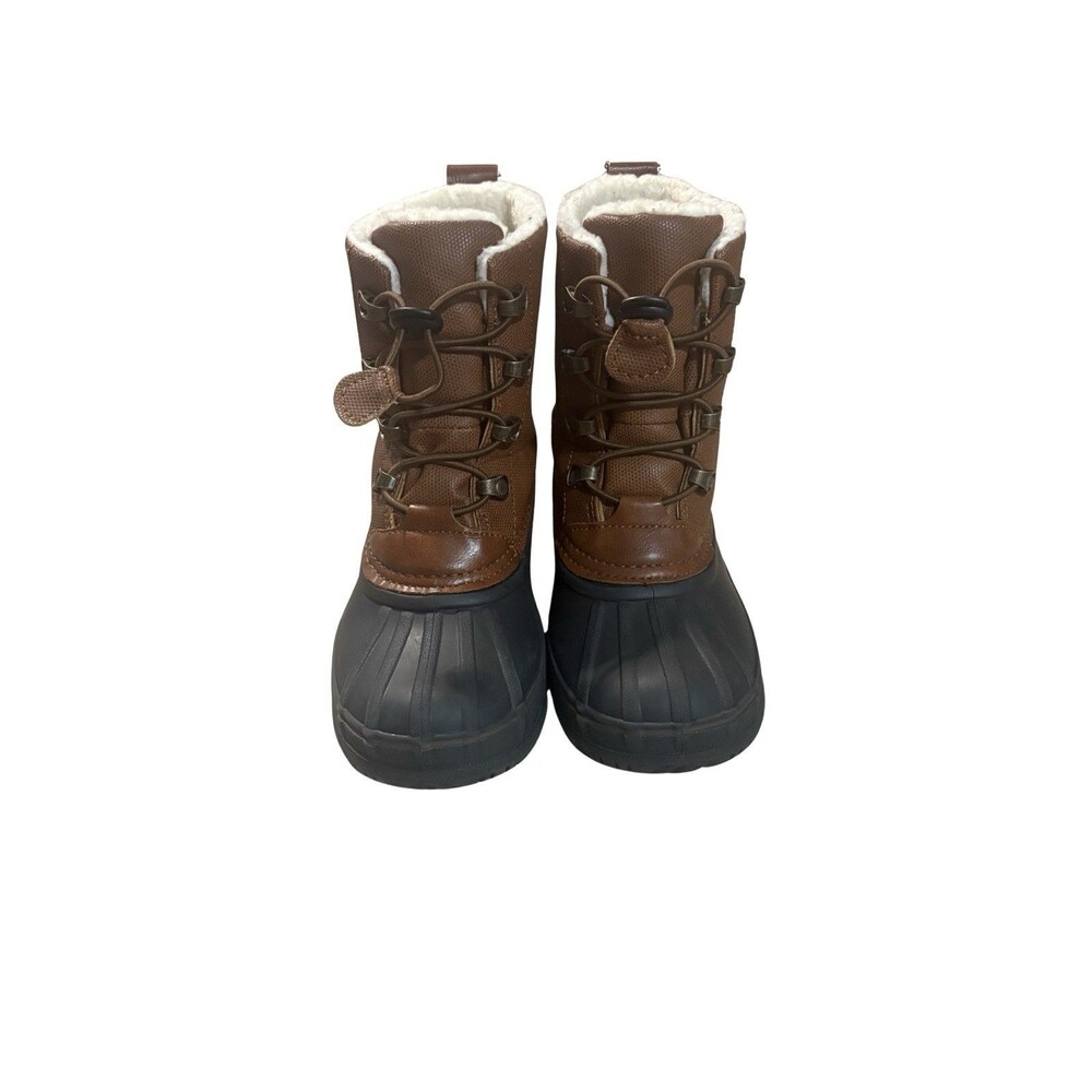 London Fog Boys Winter  Boots Brown Black Faux Fur Size 13 Waterproof - Picture 3 of 3